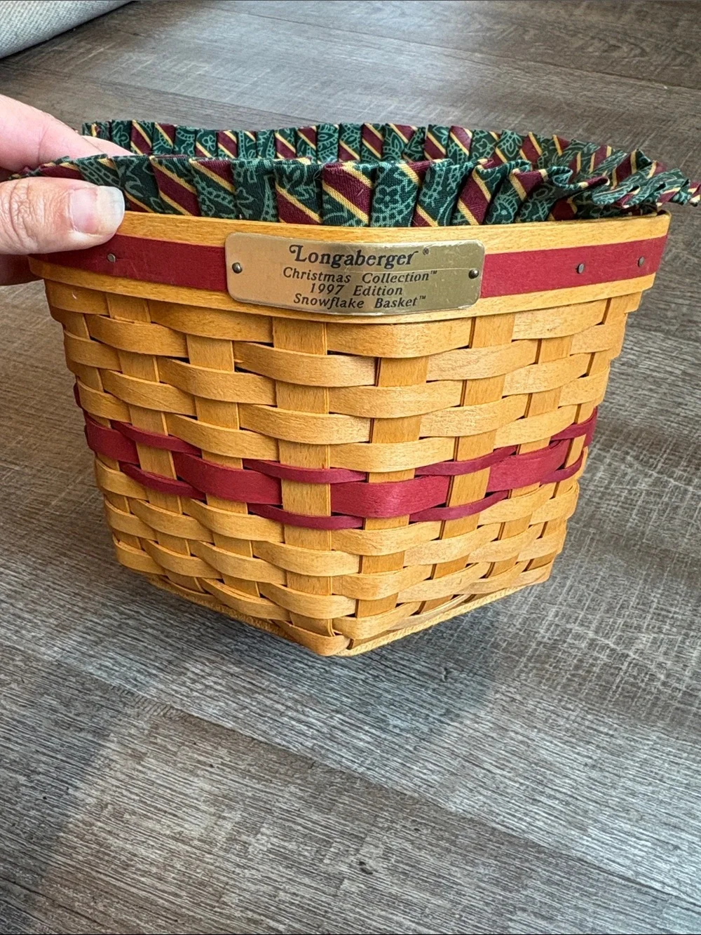 Longaberger Snowflake Basket 1997 Christmas  Fabric Liner & Protector 6.5”H